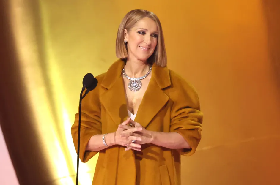 Celine Dion speaks onstage during the 66th GRAMMY Awards at Crypto.com Arena on Feb. 4, 2024 in Los Angeles. Amy Sussman/Getty Images