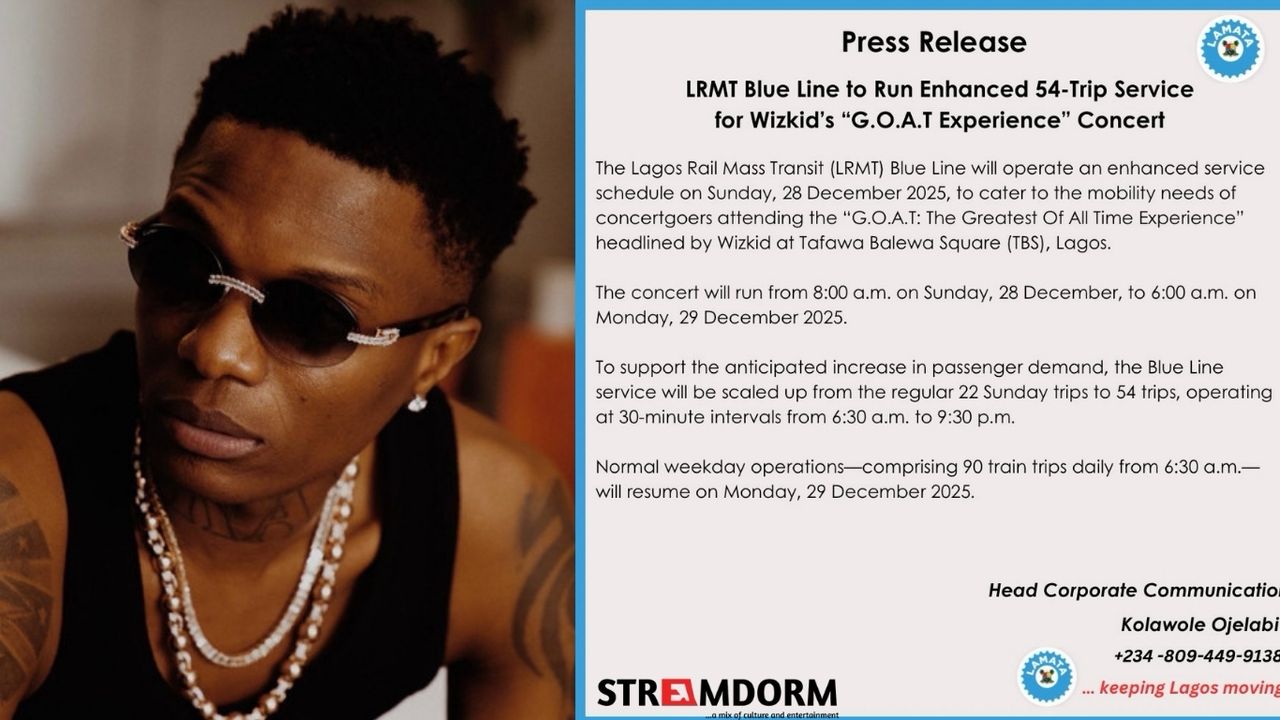 Lagos Approves 54-Trip LRMT Blue Line Service for Wizkid’s “G.O.A.T Experience” Concert at TBS